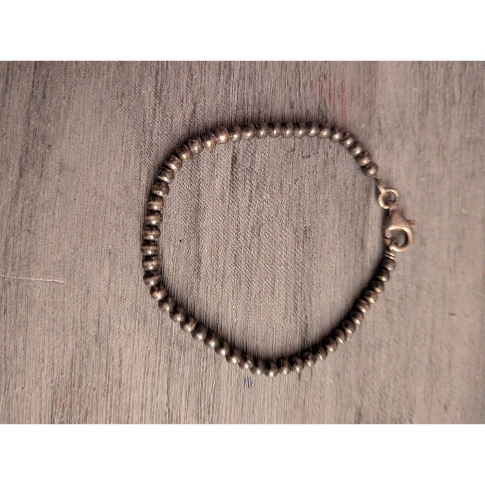 5.2 grams 925 Sterling Silver Navajo Pearl Bracelet Italy Ball Chain Vintage